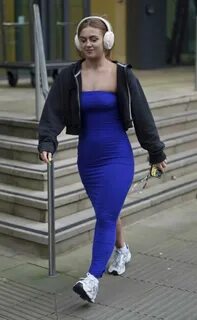 Maisie Smith in a Blue Dress.