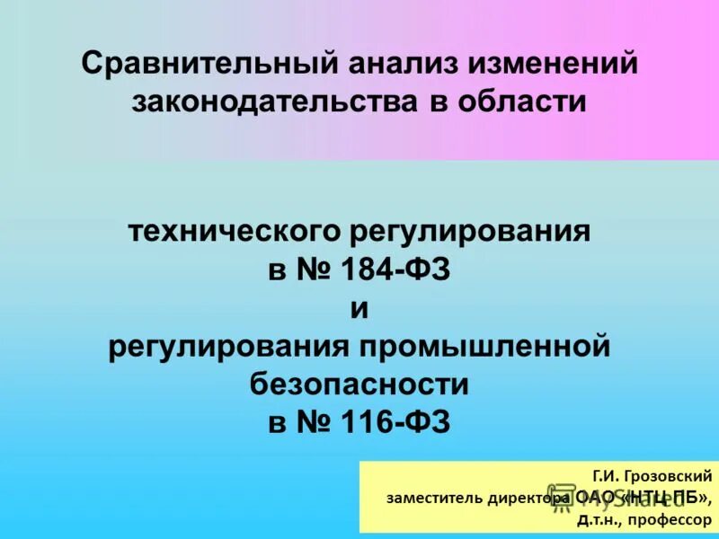 Анализ изменений законодательства. Анализ изменений. 116 ФЗ обложка. 116 ФЗ И 184 ФЗ сравнение.