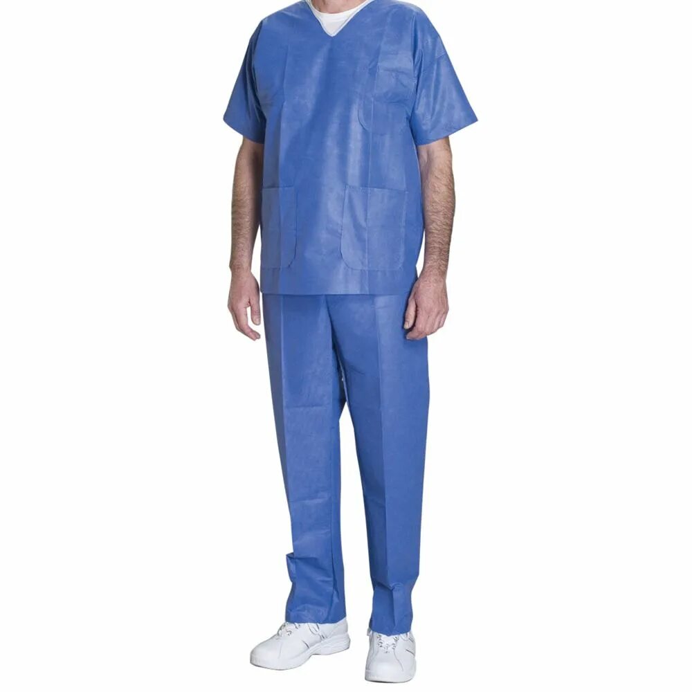 Одноразовый медицинский костюм. Disposable Scrubs. Костюм хирурга. Одноразовые халаты для пациентов.