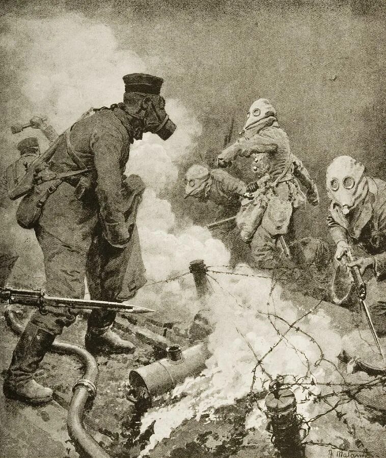 Первое применение газов. Газовая атака на Ипре 1915 г. Битва при Ипре газовая атака.