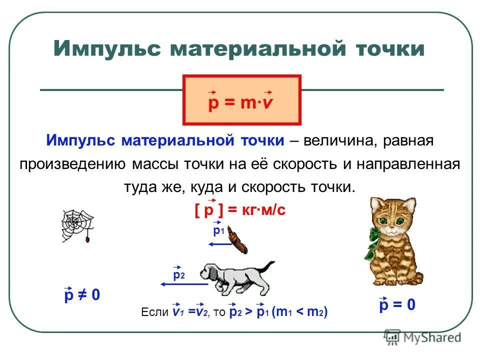 Произведение массы на скорость. Импульс материальной точки.