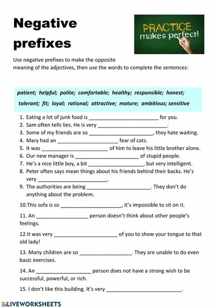 Word formation в английском языке. Negative prefixes Worksheets. Negative adjective prefixes упражнения. Префиксы Worksheets. Make adjectives negative