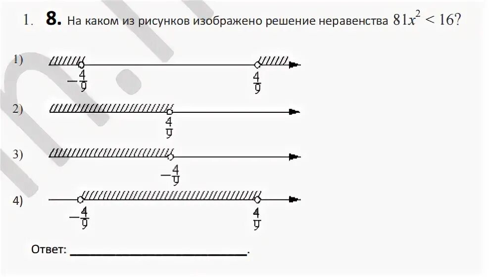 Укажите решение неравенства  2 25 81 x .