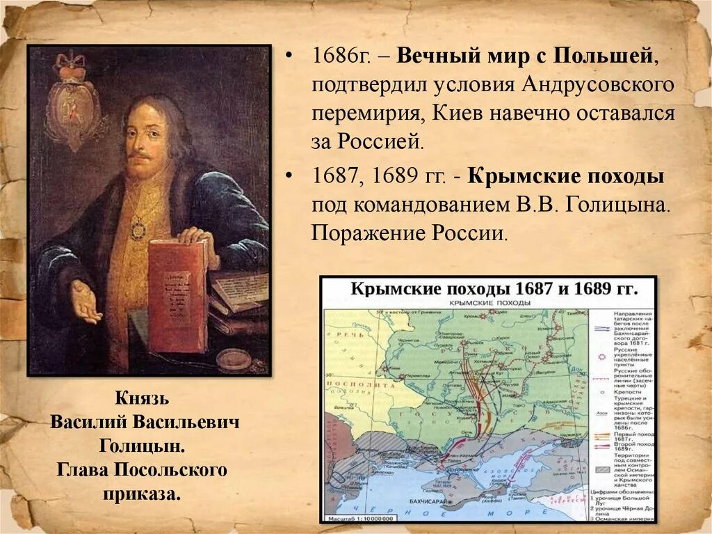 Крымские походы Голицына 1687-1689. Походы Василия Голицына 1687-1689. Вечный мир с Польшей 1686 Голицын.