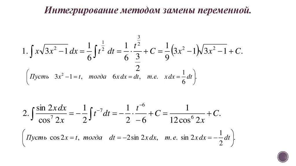 Найти интеграл подстановкой. Интегрирование заменой переменной в неопределенном интеграле. Метод замены переменной в неопределенном интеграле. Метод интегрирования подстановкой (заменой переменной).. Метод подстановки в неопределенном интеграле.