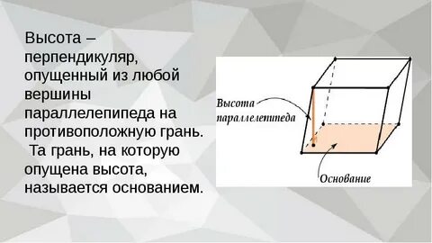 Объем наклонного параллелепипеда