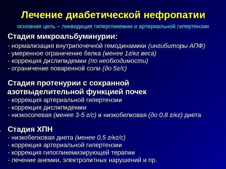 Ранний симптом диабетической нефропатии. Диабетическая нефропатия при сахарном диабете клиника. Принципы лечения диабетической нефропатии. Диабетическая нефропатия стадия микроальбуминурии. Этапы лечения болезни