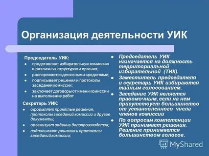 Обязанности избирательной комиссии на выборах