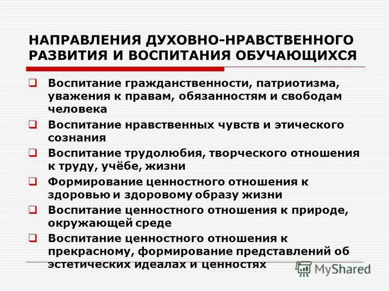 Направления духовного развития