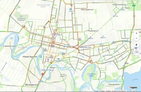Пробки в краснодаре показать на карте