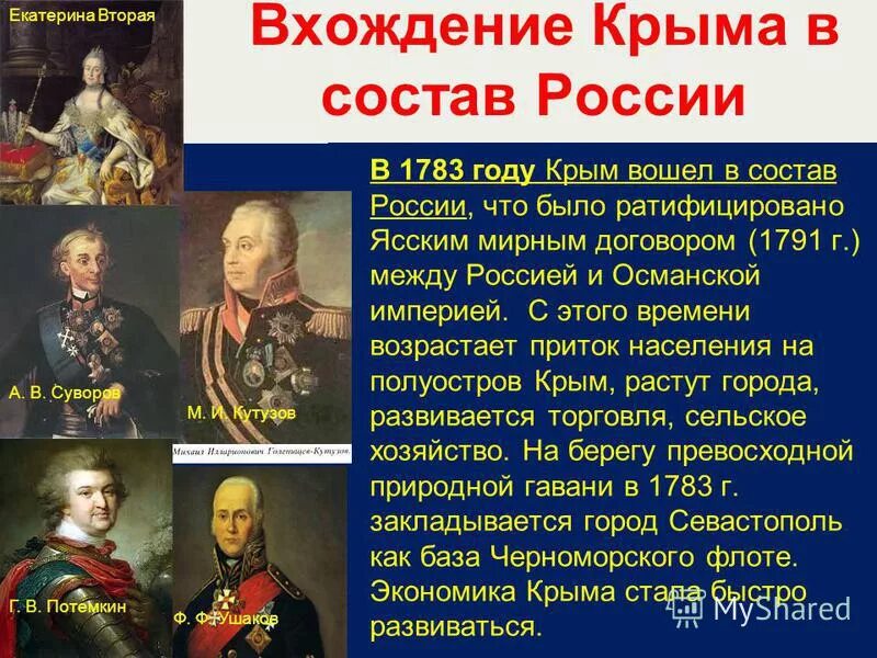 Историческое событие 1783 года. Крым вошел с состав России. 1783 Год присоединение Крыма к России. Крым вошел в состав Росси в 1783.