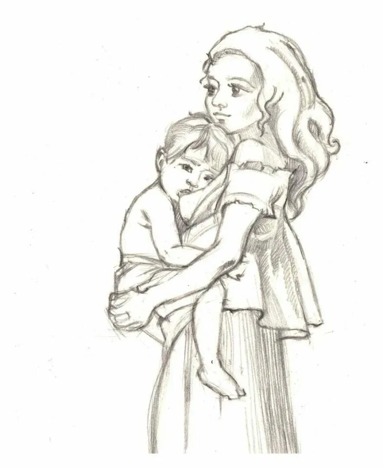 Рисунок для мамы. Мама с ребенком рисунок карандашом. Рисунок на день матери карандашом. Мама с ребенком рисунок. Нарисовать дочке рисунок