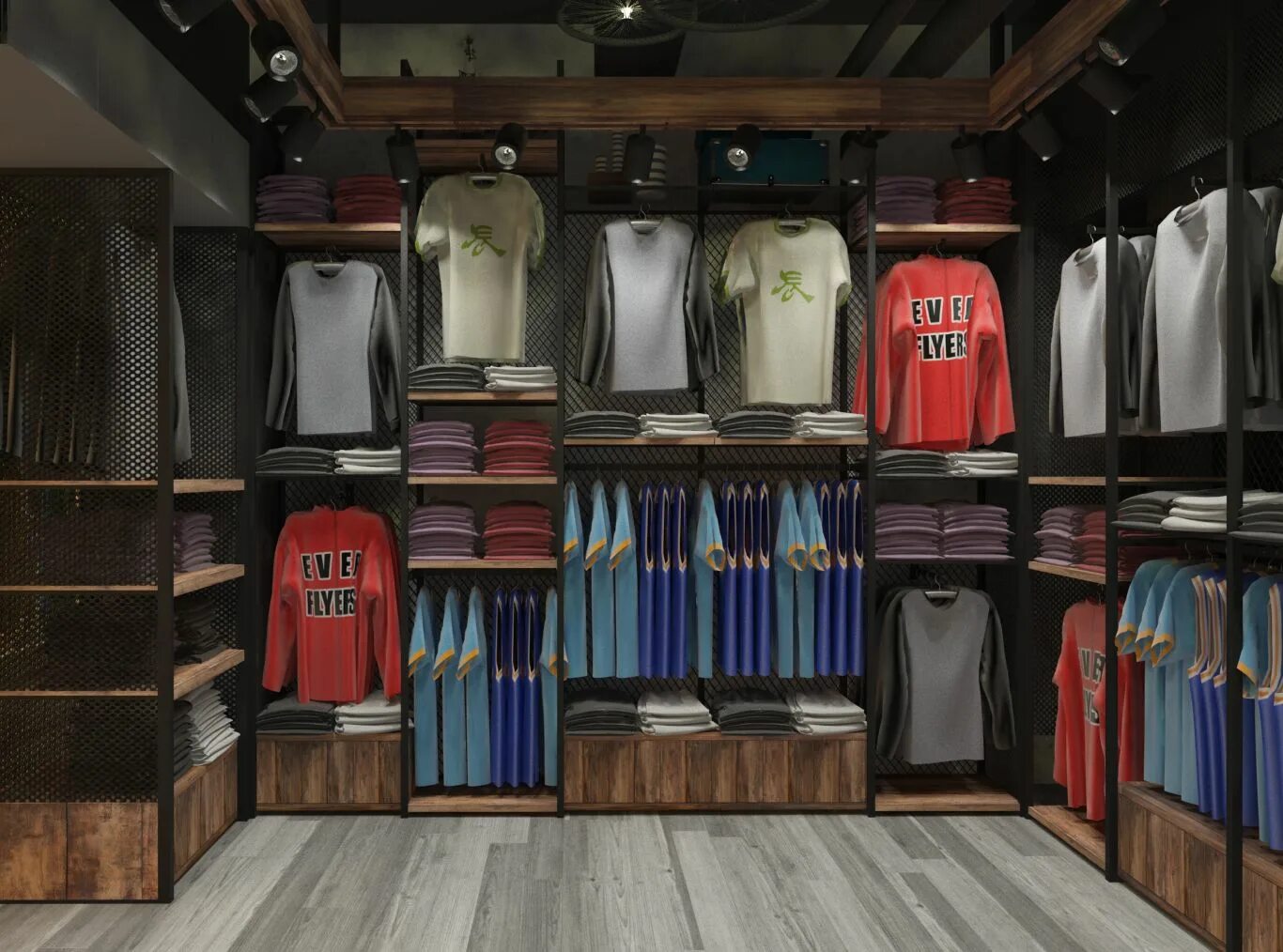 Магазин костюм интериор. Clothes shop Interior render. T-Shirt shop. Дскюрт одежда. T shirts shop