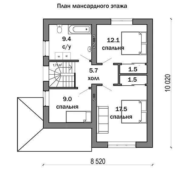 2 этаж мансардного типа планировка Дизайн мансарды с двускатной крышей: фото планировки, схем, а так же проект манс