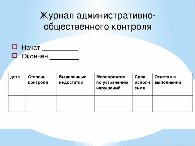 Журнал общественного контроля. Журнал административного контроля. Журнал административно-общественного контроля. Начато окончено на журнале. Журнал регистрации начат окончен.