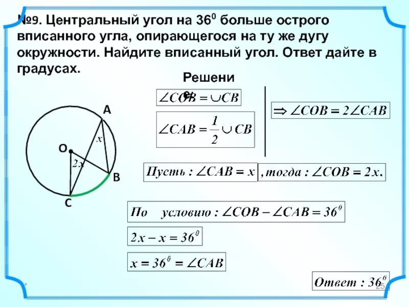 На какую дугу опирается угол nht. Центральные и вписанные углы. нахождение вписанного угла в окружности. нахождение углов вписанных в окр. найдите вписанный угол.