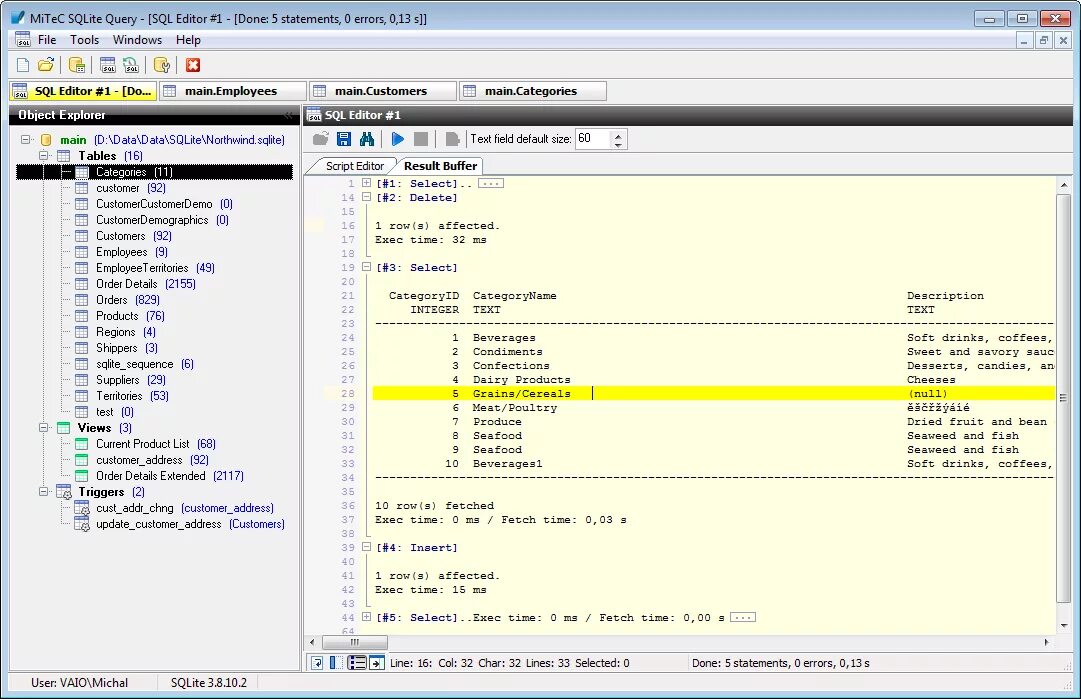 Sqlite3 delete