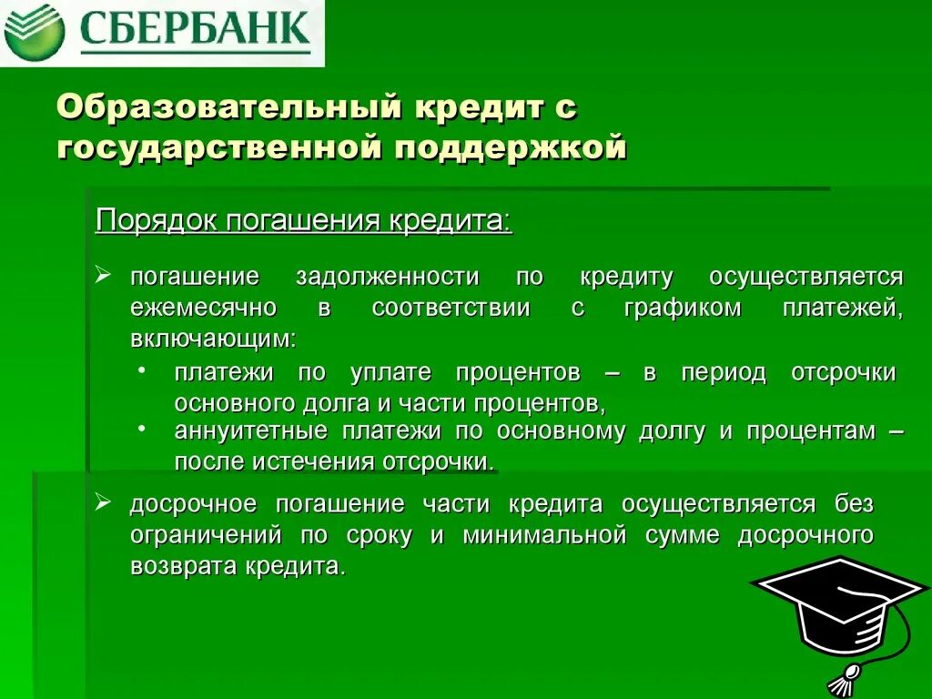 Государственная поддержка погашение кредита