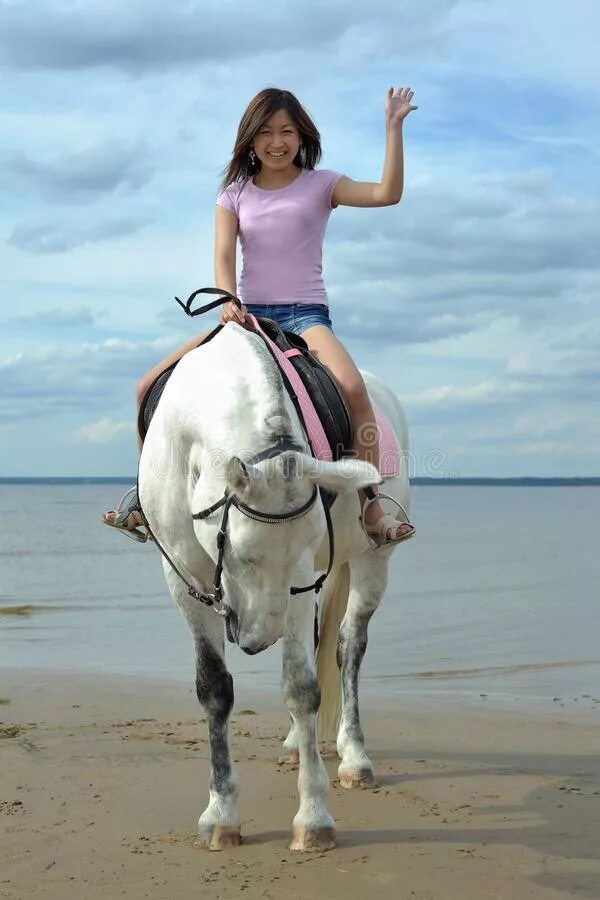 Riding on a white