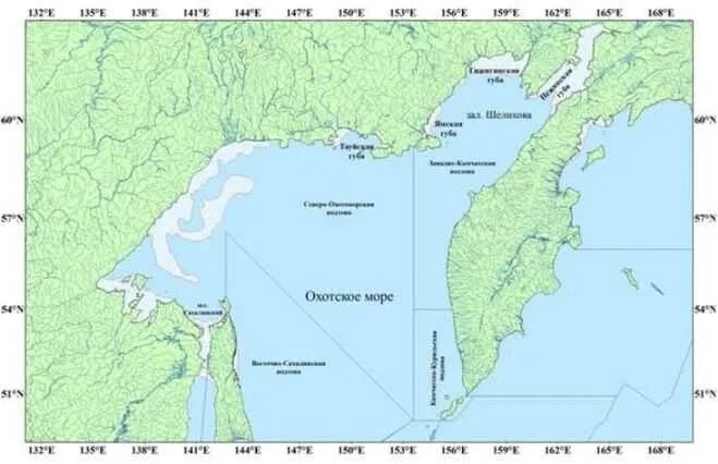 Каким морем является охотское море. Расположение охотского моря на карте. охотское море на карте. охотское море на карте россии на физической. побережье охотского моря карта.