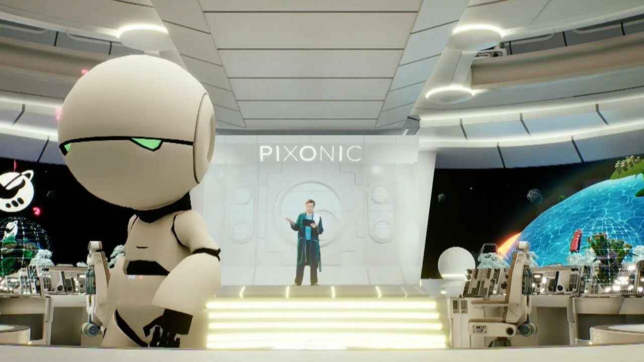 Support pixonic com. Игры компании Pixonic. Автостопом по галактике. Мистер студия. Заставка на монитор робот автостопом по галактике.