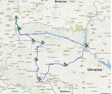 Расстояние от бреста до киева