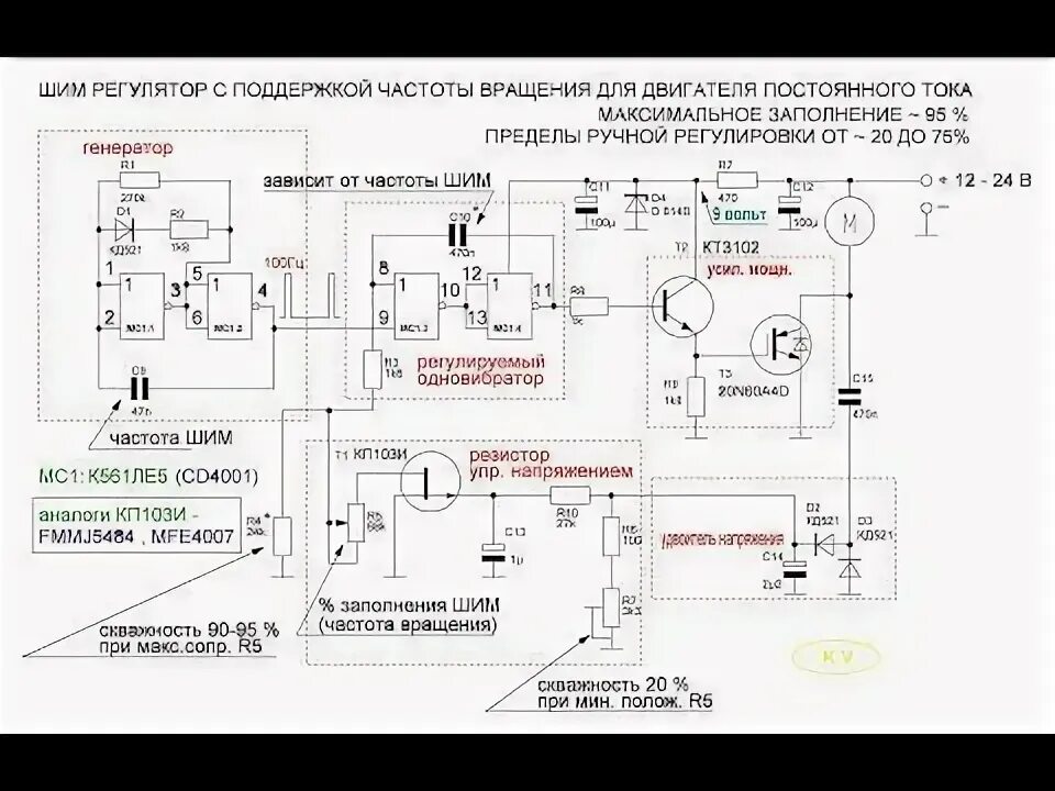 Импульсный регулятор напряжения для коллекторного двигателя схема Ответы : подскажите схему для регулировки напряжения 12 вольт 55 ампер
