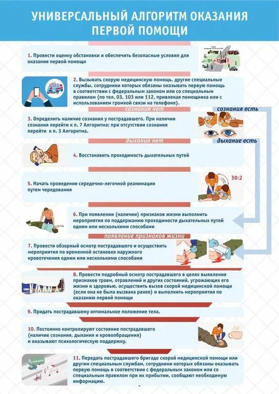 Универсальный алгоритм оказания помощи. Первая помощь при ДТП.