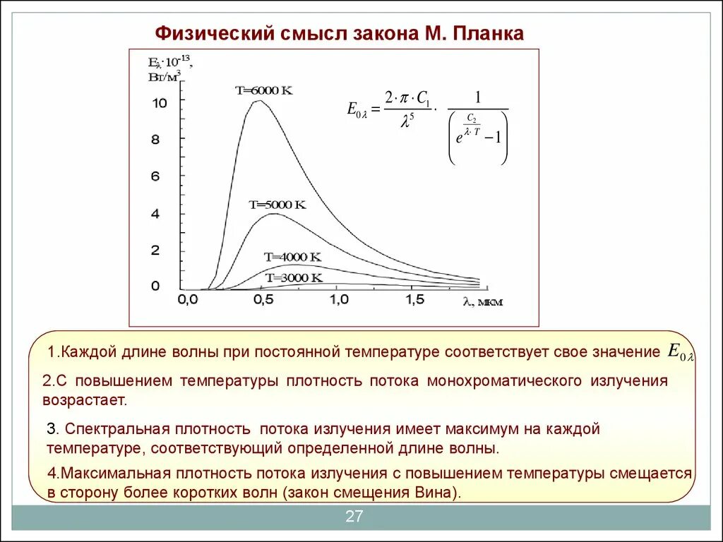 Спектральная плотность равновесного излучения. Физический смысл постоянной планка. Закон планка физический смысл. Спектральная плотность потока излучения.