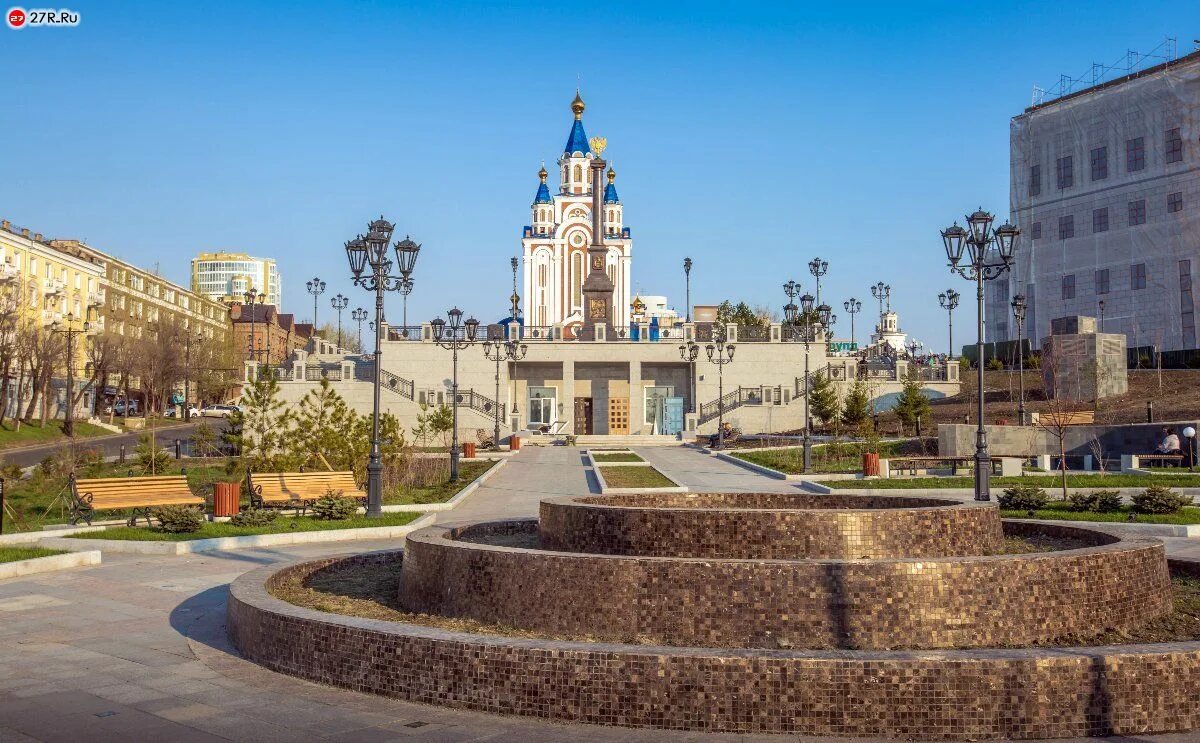 Уровень города хабаровска. Площадь воинской славы Хабаровск. Сквер воинской славы Хабаровск. Ночной Хабаровск пл славы. Красивые виды Хабаровска.