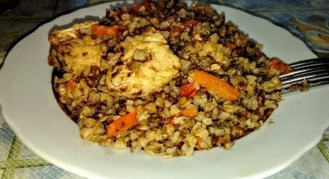 Плов в казане из гречки