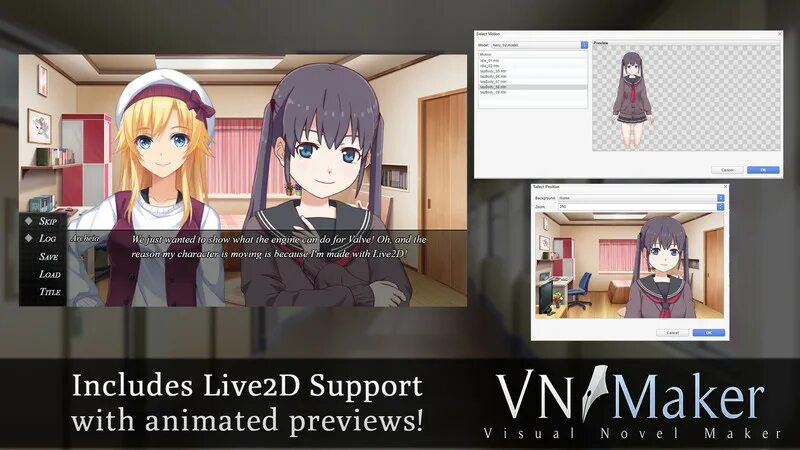 Visual maker. Visual novel maker. visual novel maker - live2d dlc. visual novel maker logo. visual novel maker interface.