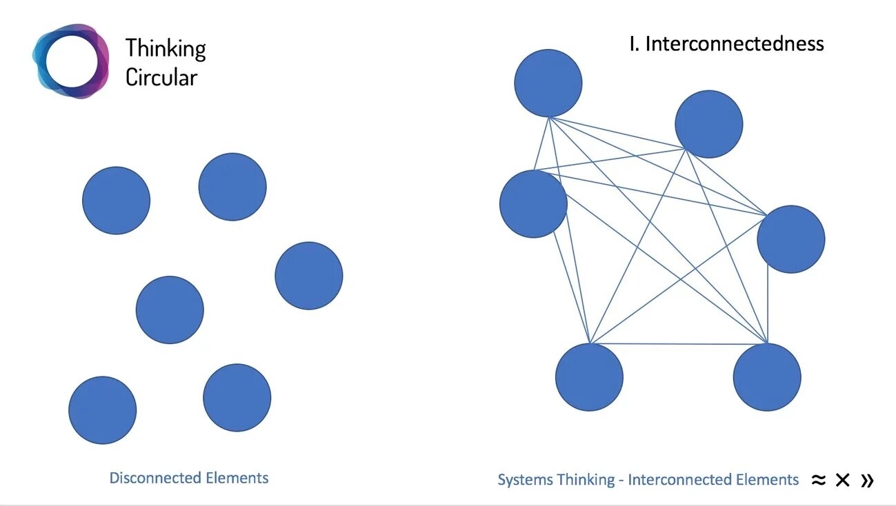 System thinking. Thinking in Systems. Circular thinking. Interconnectedness between Companies. Whole system