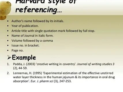 Referencing styles