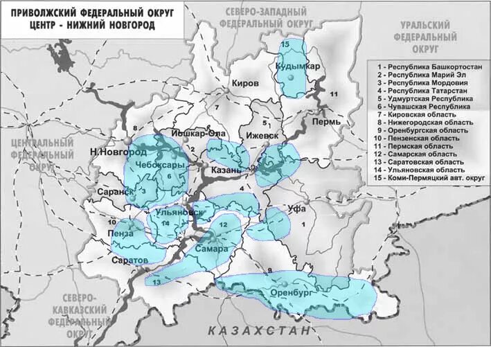 Поволжские области россии. Карта Приволжского федерального округа. Приволжский федеральный округ субъекты карта. Приволжский федеральный округ на карте России границы. Границы Приволжского федерального округа на карте.