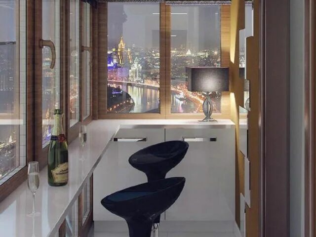 Мраморная барная стойка в лоджии - Marble bar table on the balcony Квартира, Инт