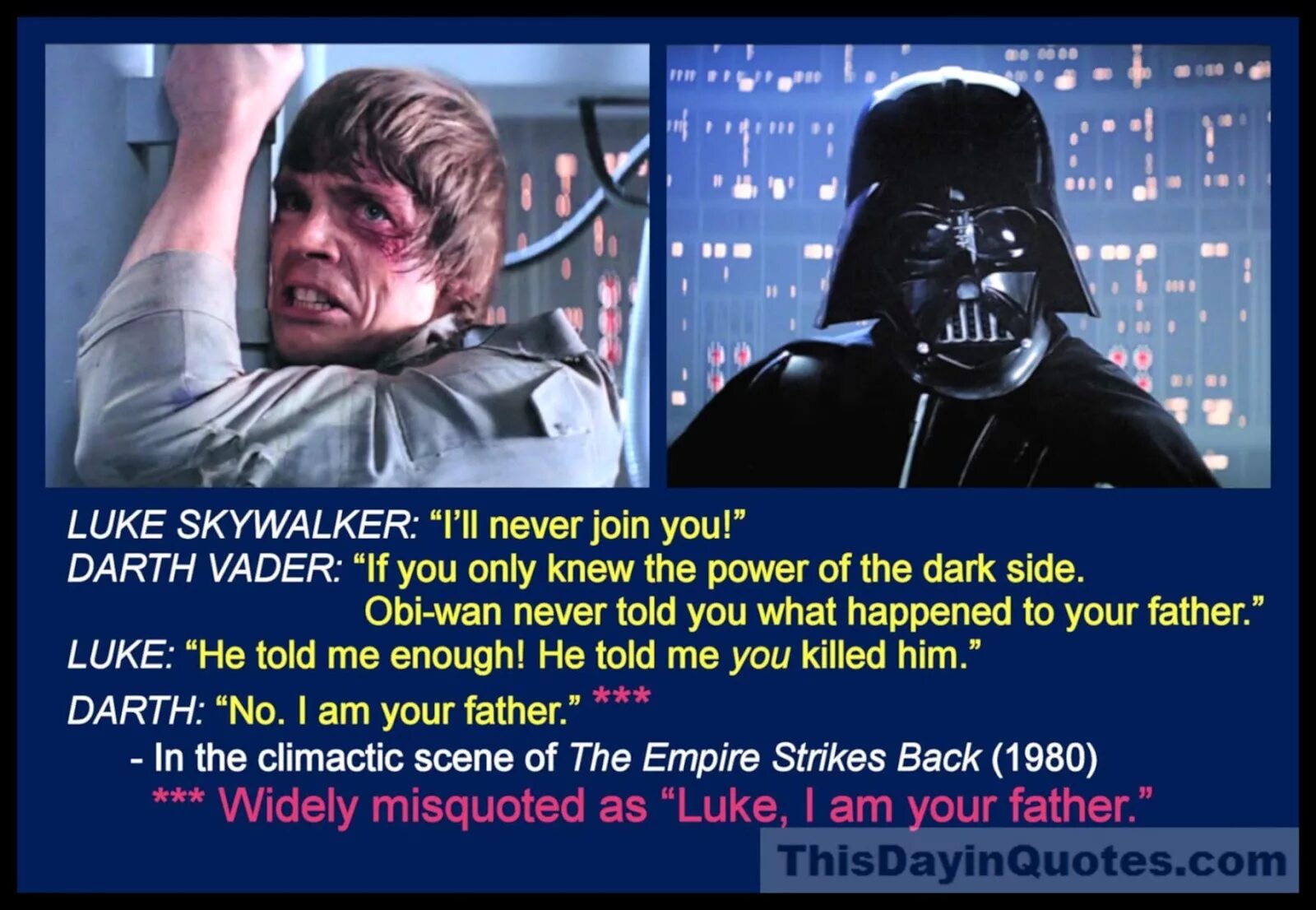 Luke im your father. Darth Vader i am your father. Luke i am your father mem. • Vader is Luke`s father (the Empire Strikes back, 1980). What your father do