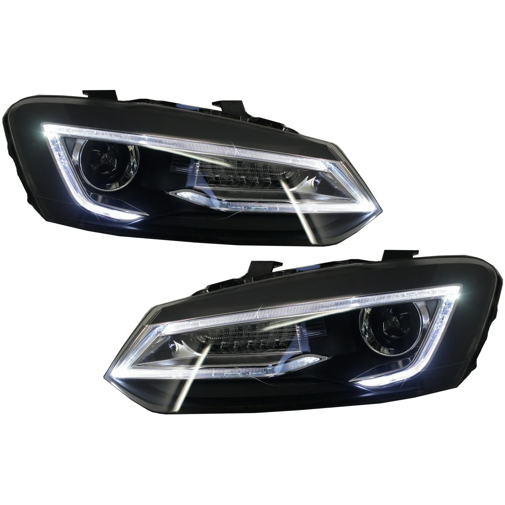 Купить фару на поло. Led фары Фольксваген поло седан 2014. VW Polo sedan фары led. Фары Volkswagen Polo led l5753. Лед фары на поло седан 2019.