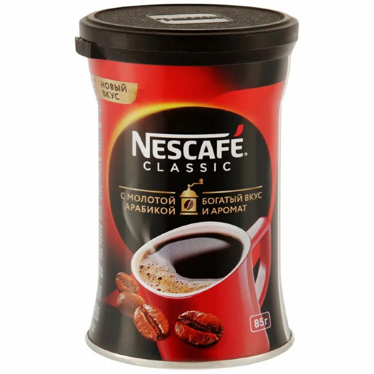 Кофе Нескафе Классик (85 гр, ж/б). Кофе Nescafe Classic 85 гр. в ж/б. Кофе Нескафе Классик 85г ж/б. Нескафе ж/б 85г Классик с Добавл. Мол кофе/15. Кофе растворимый в банке купить