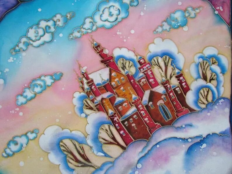 Горячий батик зима. Зимний батик. Батик зима. Домики зимние платок батик. Декоративный пейзаж зима.