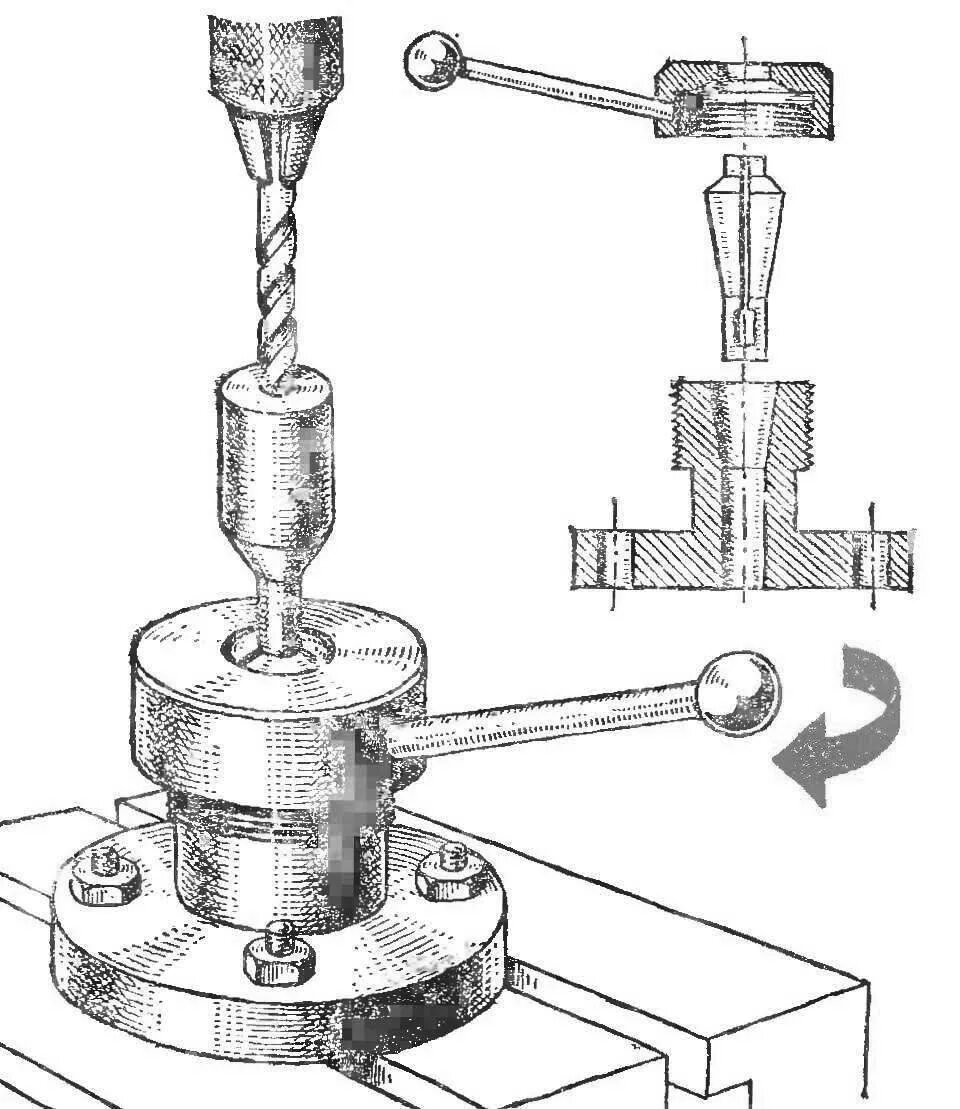 Установочные устройства кондуктор для сверления. Приспособление для центровки труб при сверлении. Цанговый зажим для сверла чертеж. Станок для высверливания отверстий на трубопроводе. Устройство для сверления