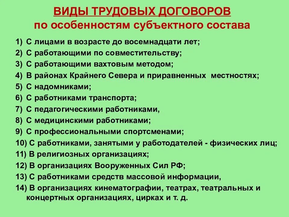 Виды отдельных трудовых договоров схема с руководителем организации. Виды трудового договора по характеру трудовых отношений. Трудовой договор по характеру трудовых отношений. Питы трудовых договоров. Какие бывают договоры на работу