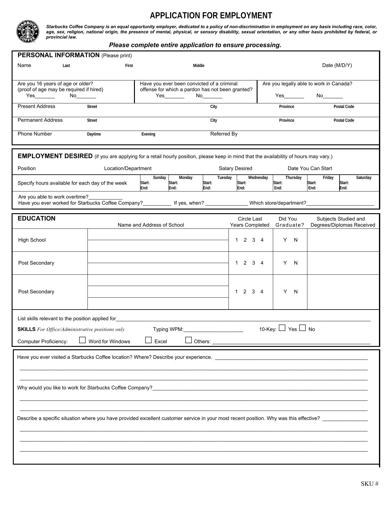 You have completed your application. Application for employment. application form for employment.