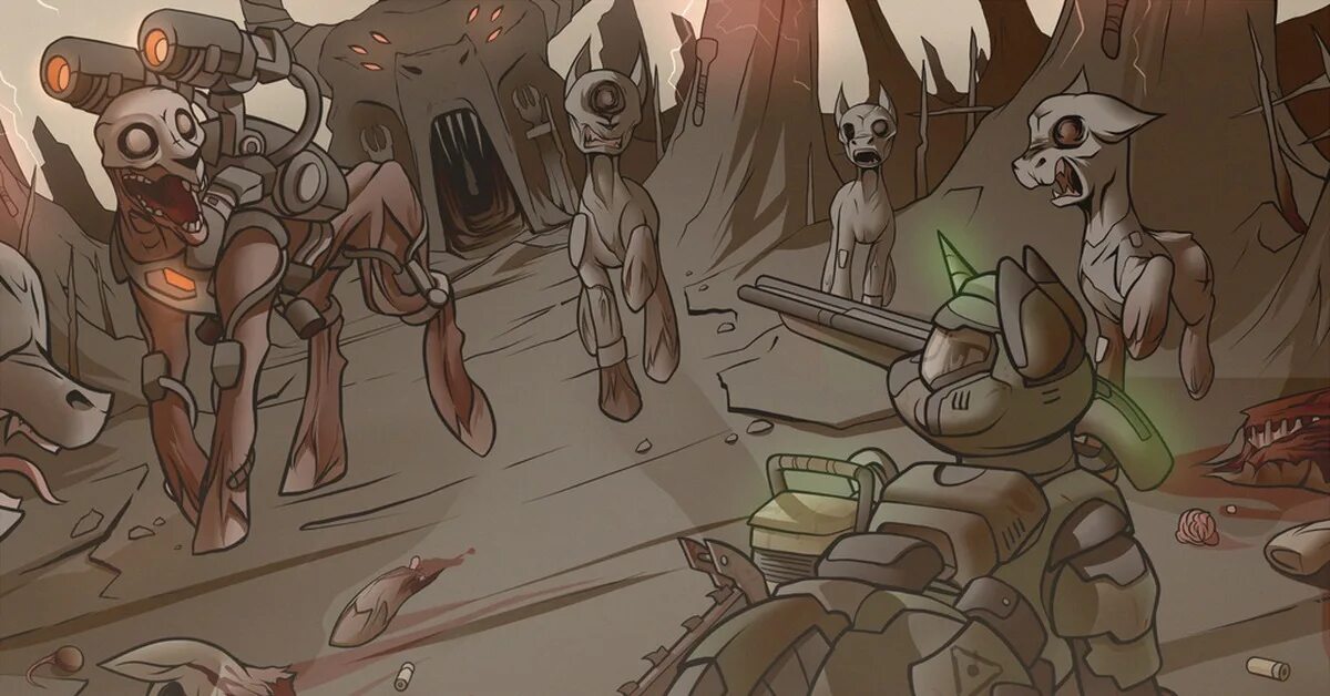 Doom фанфики. Думгай пони. my little pony doom. doom кроссовер млп. mlp doomguy.
