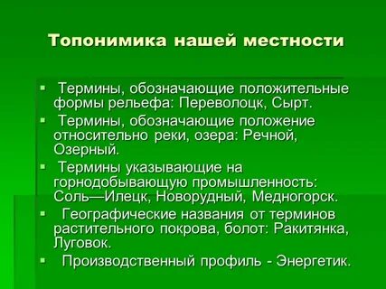 Топонимика города