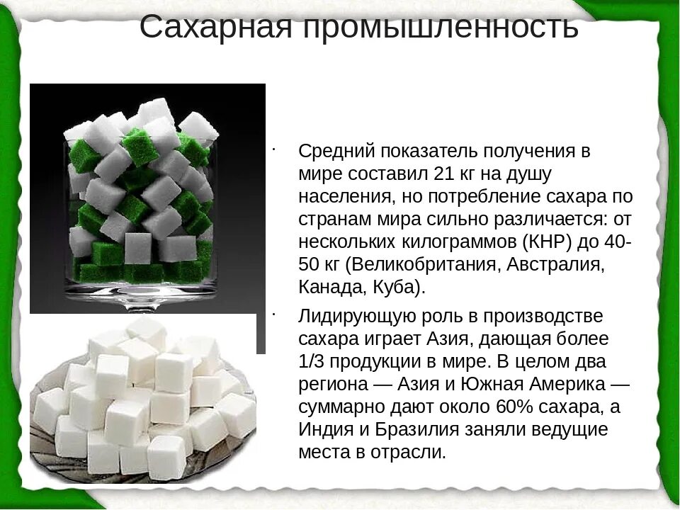 Сахарнаяпромышленностть. Сахарная промышленность. Сахарная промышленность в современной России. Характеристика сахарной промышленности.
