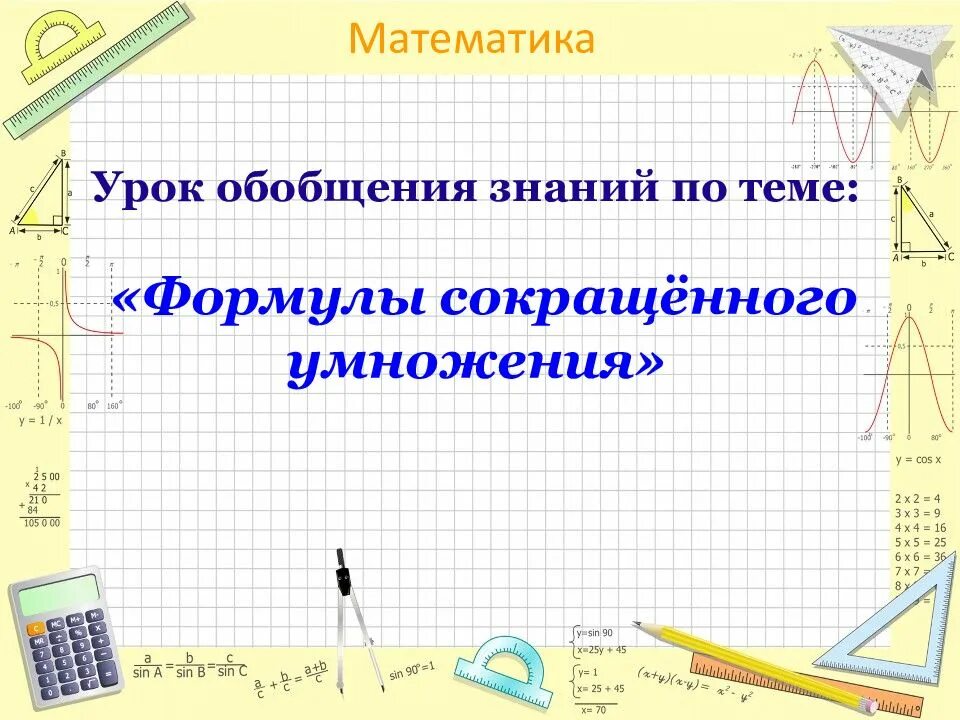 Формула квадратов разности по алгебре. Формулы сокращенного умножения 7 класс алгебра формулировка. Формулы сокращенного умножения картинки для презентации. Урок по теме формулы сокращенного умножения. Формулы сокращенного умножения 7 класс алгебра примеры.