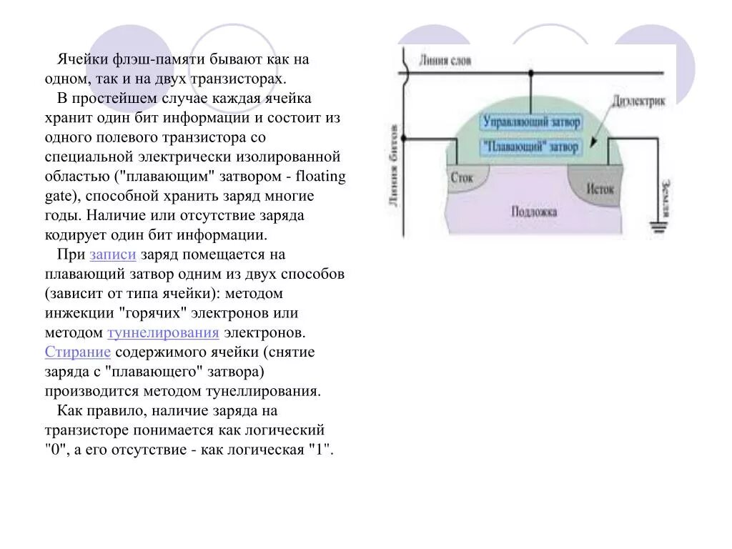 Содержимым ячейки памяти. Схема ячейки флеш памяти. Схема ячейки памяти Flash. Принцип работы флеш памяти. Строение ячейки флэш-памяти.