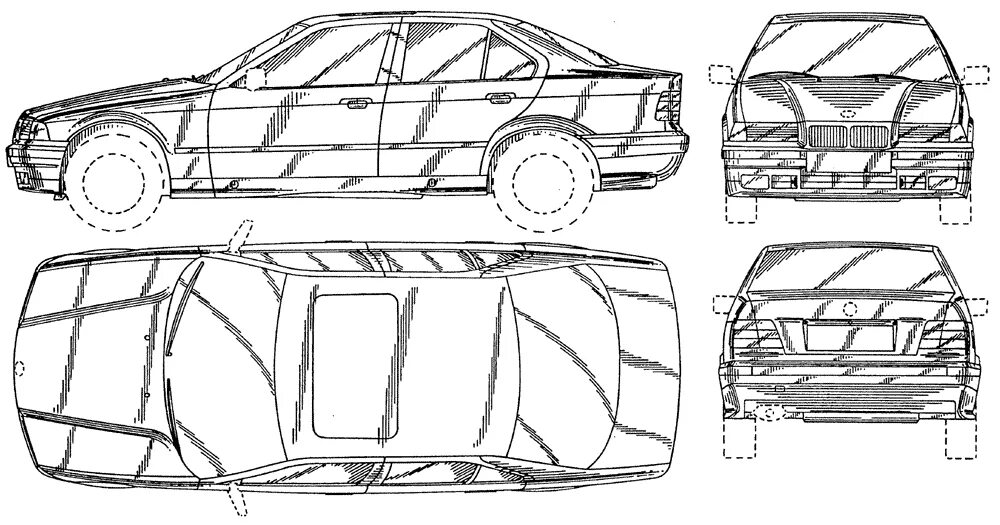 Размеры бмв е36. BMW e36 Blueprint. BMW e36 чертеж. BMW e36 седан чертеж. Габариты BMW e36 седан.