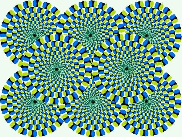 Почему быстро крутится. Иллюзия Акиоши Китаока вращающийся змей. Оптическая иллюзия круги. Оптические иллюзии круги вращающиеся. Иллюзия вращающиеся круги.